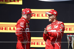 Podium: race winner Sebastian Vettel, Ferrari, second place Kimi Raikkonen, Ferrari
