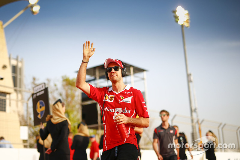 Sebastian Vettel, Ferrari, in the drivers parade