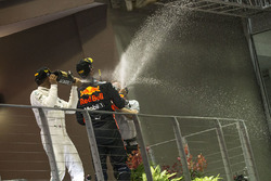Podium: race winner Lewis Hamilton, Mercedes AMG F1, second place Daniel Ricciardo, Red Bull Racing