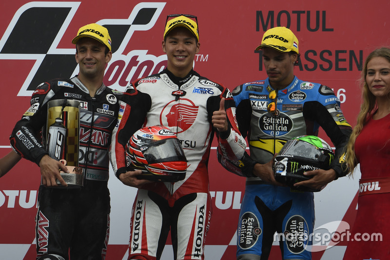 2016年オランダGP 1s中上貴晶、2ndヨハン・ザルコ、3rdフランコ・モルビデリ