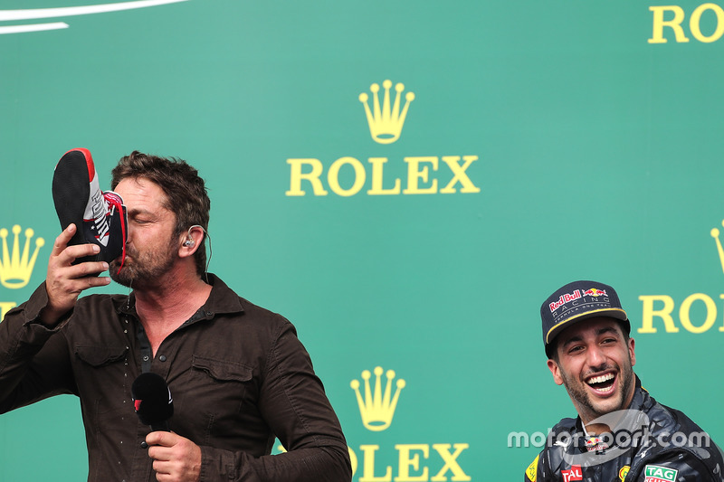 Gerard Butler, Actor and Daniel Ricciardo, Red Bull Racing RB12