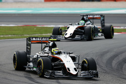 Sergio Perez, Sahara Force India F1 VJM09 leads team mate Nico Hulkenberg, Sahara Force India F1 VJM