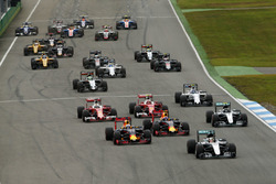 Lewis Hamilton, Mercedes AMG F1 W07 Hybrid leads at the start of the race