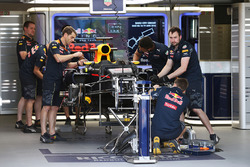 Red Bull Racing RB12 of Daniel Ricciardo, Red Bull Racing prepared in the pits