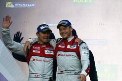 Podium: Second placed #7 Audi Sport Team Joest Audi R18: Marcel Fassler, Andre Lotterer