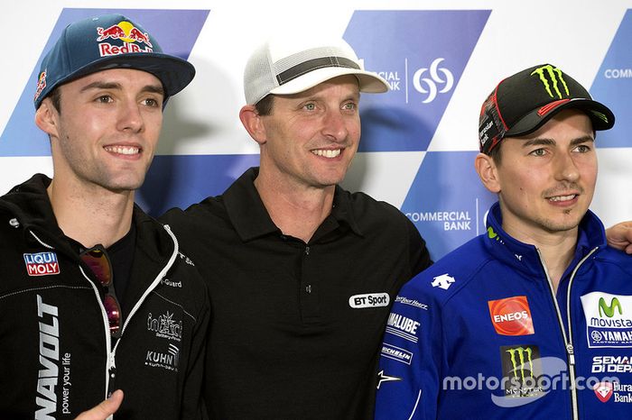 Jonas Folger, Dynavolt Intact GP; Colin Edwards; Jorge Lorenzo, Movistar Yamaha MotoGP, Yamaha