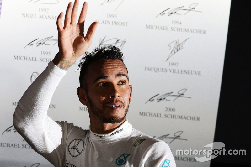 Lewis Hamilton, Mercedes AMG F1 celebrates his third position on the podium