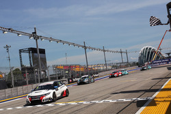 Race winner Mikhail Grachev, Honda Civic TCR , WestCoast Racing; second place Dusan Borkovic, Seat Leon, B3 Racing Team Hungary and third place James Nash, Seat Leon Team Craft-Bamboo LUKOIL