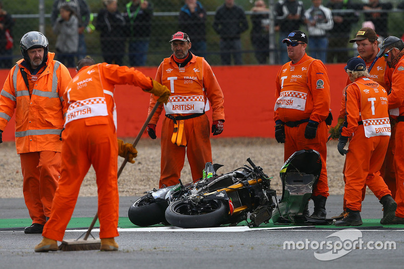 Bike of Pol Espargaro, Tech 3 Yamaha after his crash