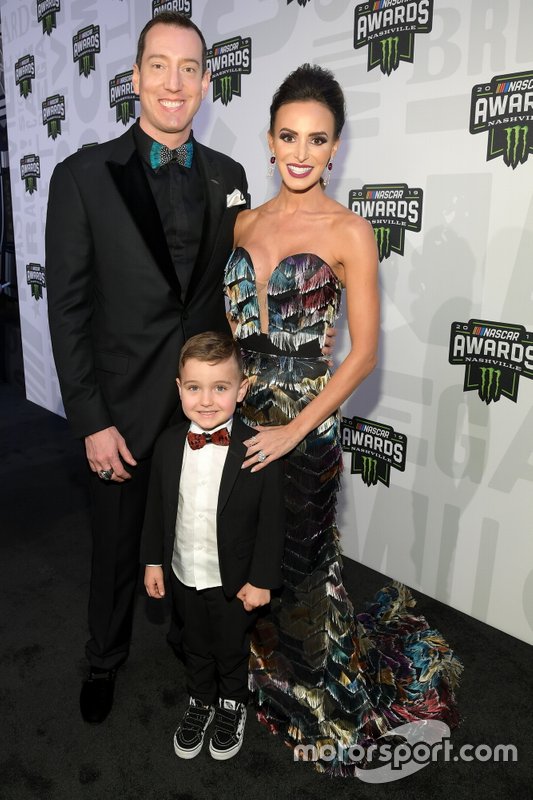 Kyle Busch, su esposa Samantha y su hijo Brexton