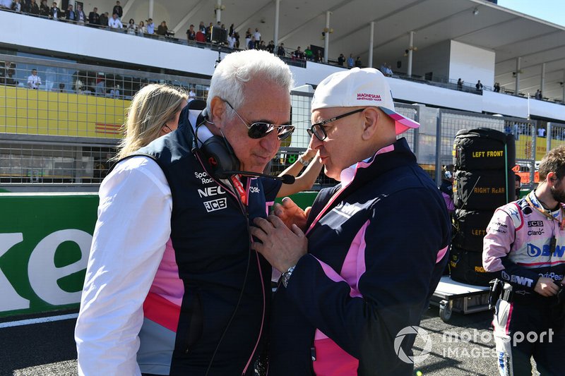 Lawrence Stroll, Owner, Racing Point, and Andreas Weissenbacher, CEO, BWT, on the grid
