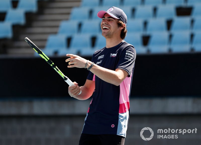 Lance Stroll, Racing Point, gioca a tennis con Lleyton Hewitt