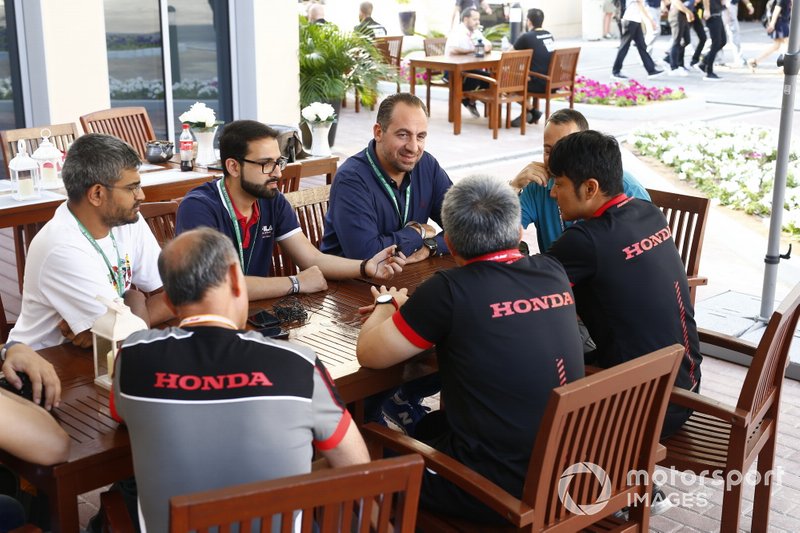 Masashi Yamamoto, General Manager, Honda Motorsport, talks to the media