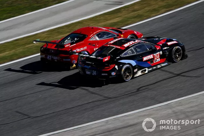 #62 Risi Competizione Ferrari 488 GTE: James Calado, Alessandro Pier Guidi, Daniel Serra, Davide Rigon, #24 BMW Team RLL BMW M8 GTE: Jesse Krohn, John Edwards, Augusto Farfus, Chaz Mostert