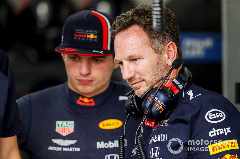 Max Verstappen, Red Bull Racing, con Christian Horner, Team Principal, Red Bull Racing
