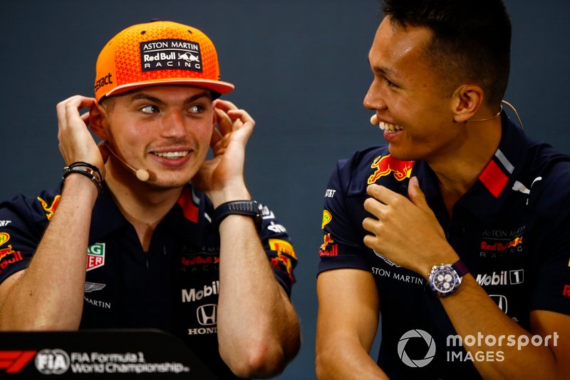 Max Verstappen, Red Bull Racing, and Alexander Albon, Red Bull