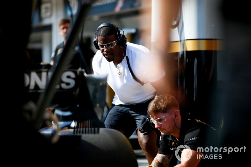 ASAP Ferg, American rapper during pit stop practice with Haas F1