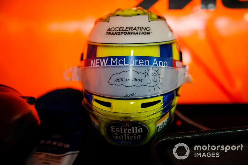 The helmet of Lando Norris, McLaren