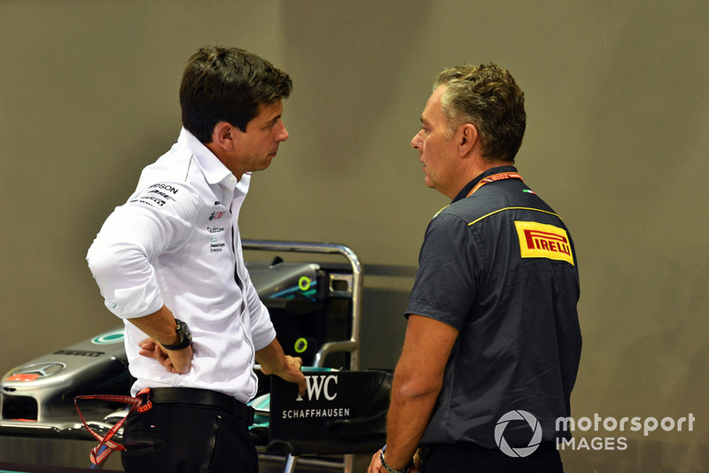 Toto Wolff, Mercedes AMG F1 Director of Motorsport and Toto Wolff, Mercedes AMG F1 Director of Motorsport and Mario Isola, Pirelli Sporting Director