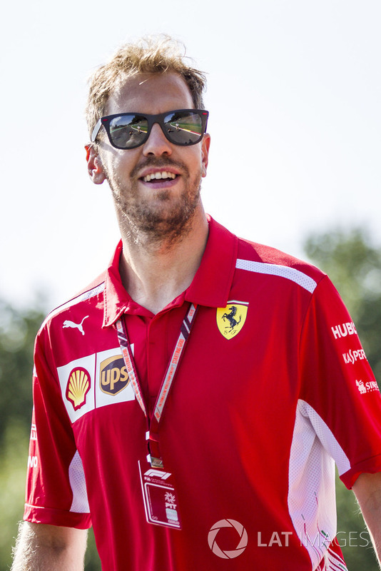 Sebastian Vettel, Ferrari walks the track