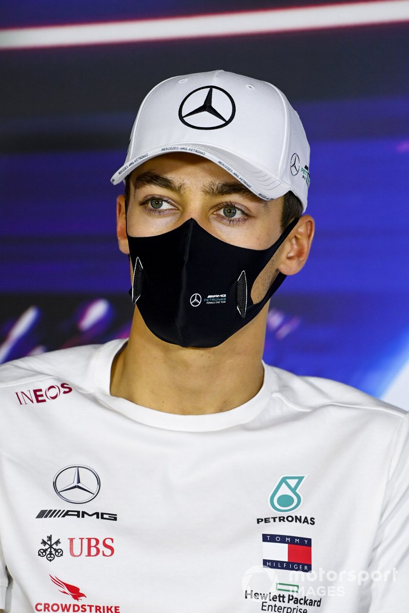George Russell, Mercedes-AMG F1 en la conferencia de prensa