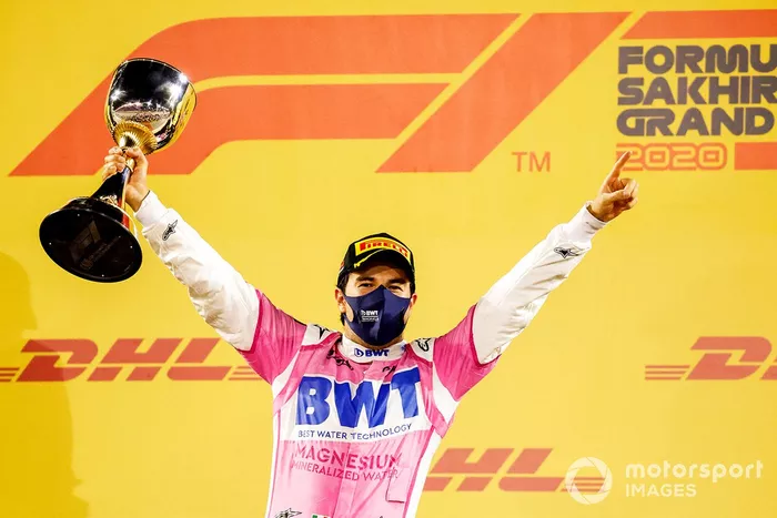 Podio: ganador de la carrera Sergio Pérez, Racing Point