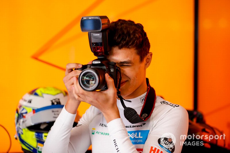 Lando Norris, McLaren with a camera