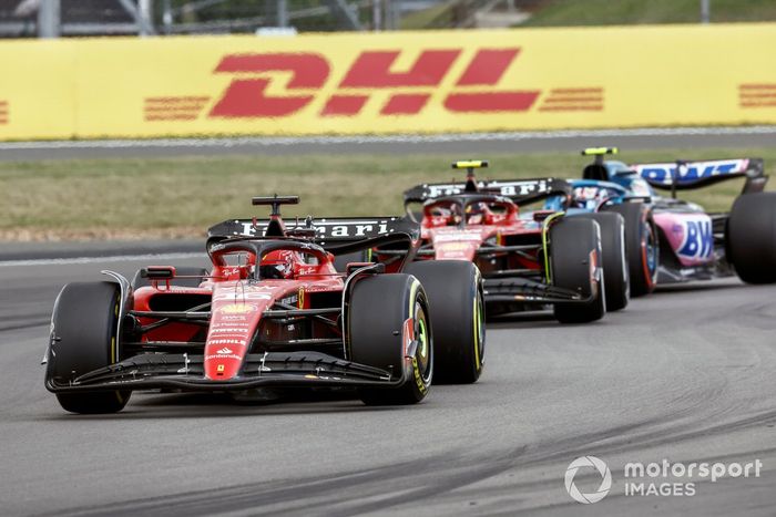 Charles Leclerc, Ferrari SF-23, Carlos Sainz, Ferrari SF-23, Pierre Gasly, Alpine A523