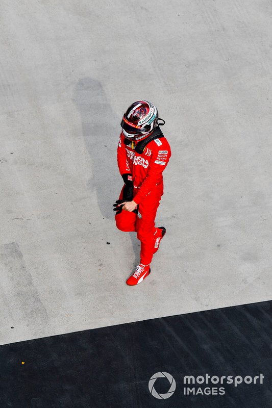 Charles Leclerc, Ferrari, nel parco chiuso, dopo la gara