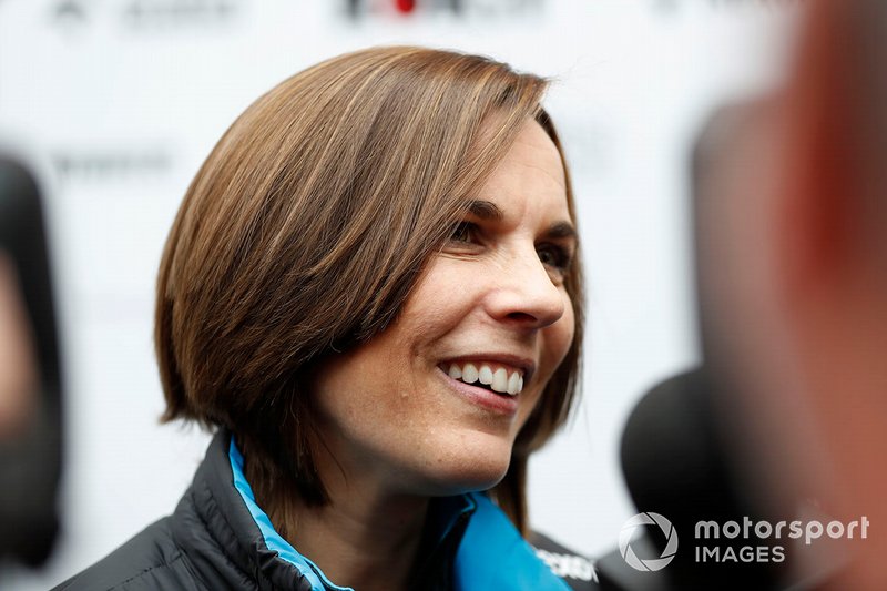 Claire Williams, Williams Deputy Team Principal talks with the media