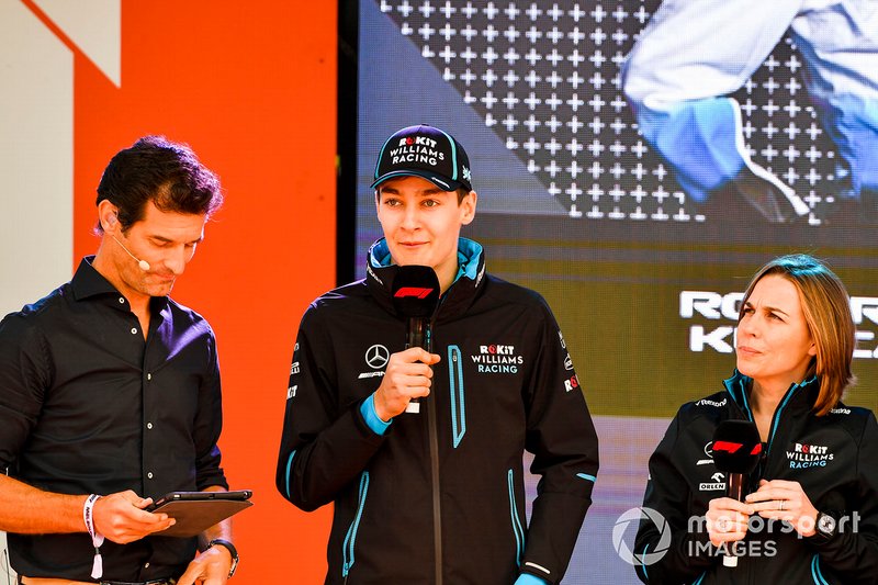 Mark Webber met George Russell, Claire Williams, Williams Racing
