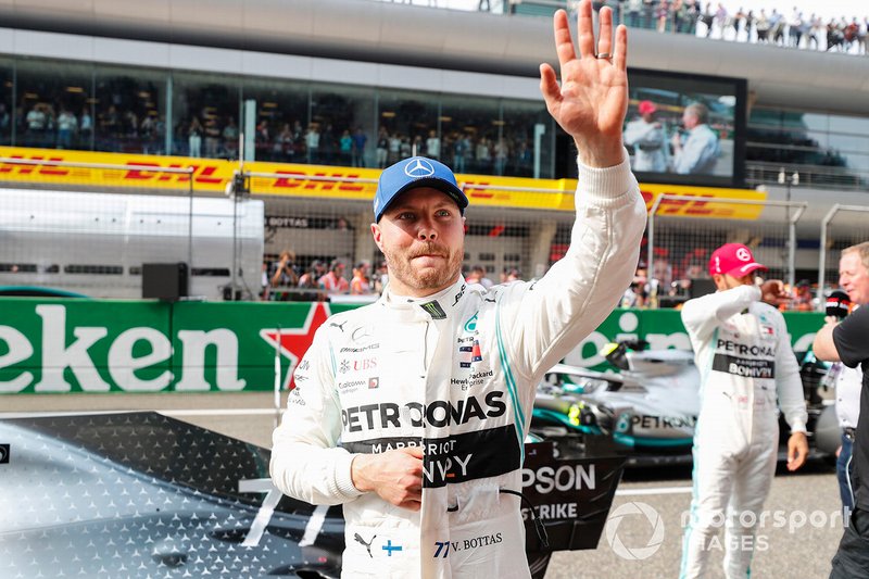 Valtteri Bottas, Mercedes AMG F1, after securing pole