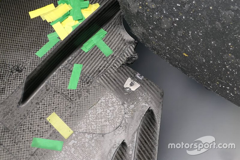 Floor detail of the Mercedes AMG F1 W10 of Lewis Hamilton