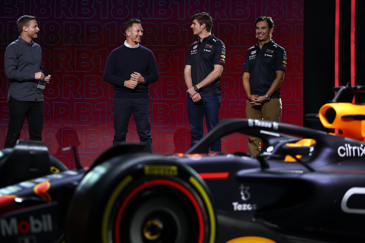 Max Verstappen, Red Bull Racing, Sergio Perez, Red Bull Racing,
Christian Horner, Red Bull Racing Team Principal
