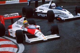 Ayrton Senna, McLaren MP4/5, Martin Brundle, Brabham BT58