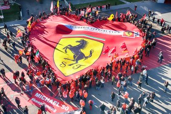 Ferrari flag at the 'Michael 50' exhibition in the Ferrari Museum in Maranello