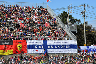 Sebastian Vettel, Ferrari and Kimi Raikkonen, Ferrari fans and banners