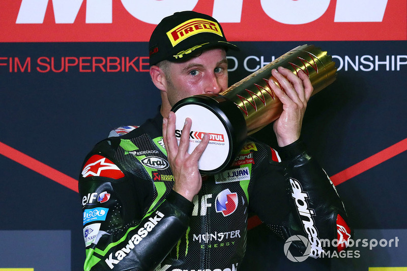 Podio: il vincitore della gara Jonathan Rea, Kawasaki Racing
