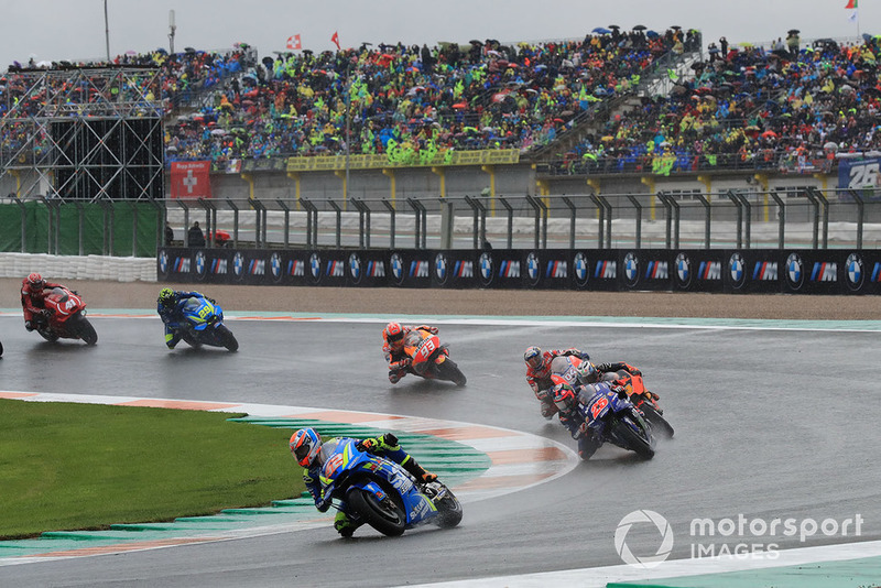 Alex Rins, Team Suzuki MotoGP leads at the start of the race