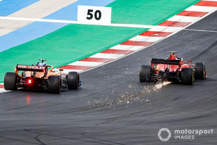 Charles Leclerc, Ferrari SF1000, Lando Norris, McLaren MCL35