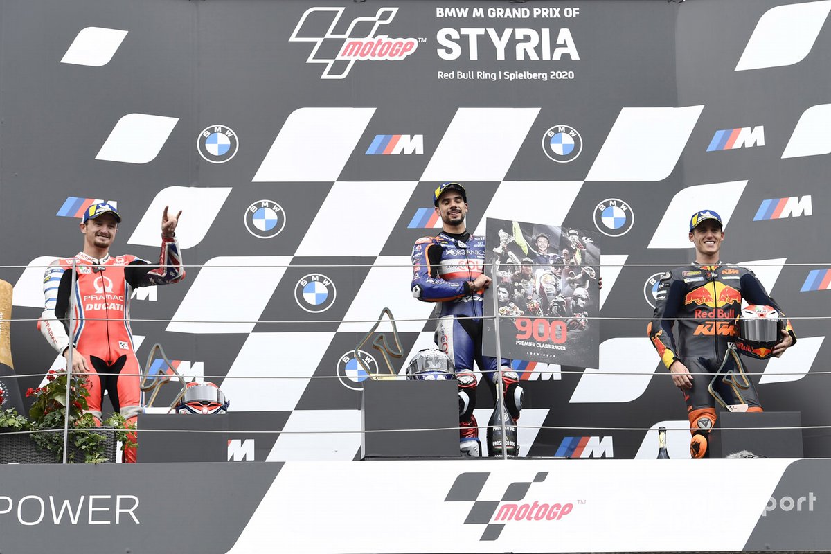 Podio: ganador de la carrera Miguel Oliveira, Red Bull KTM Tech 3, segundo lugar Jack Miller, Pramac Racing, tercer lugar Pol Espargaró, Red Bull KTM Factory Racing