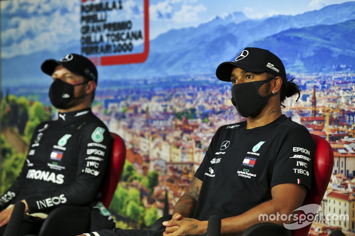 Pole Sitter Lewis Hamilton, Mercedes-AMG F1 and Valtteri Bottas, Mercedes-AMG F1 in the press conference