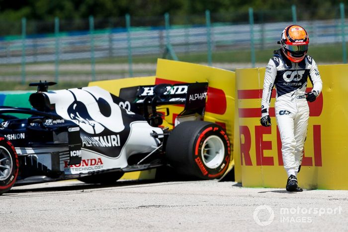 El coche accidentado de Yuki Tsunoda, AlphaTauri