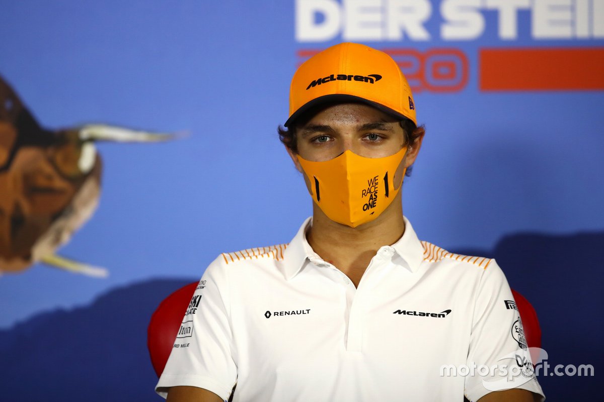 Lando Norris, McLaren in the press conference
