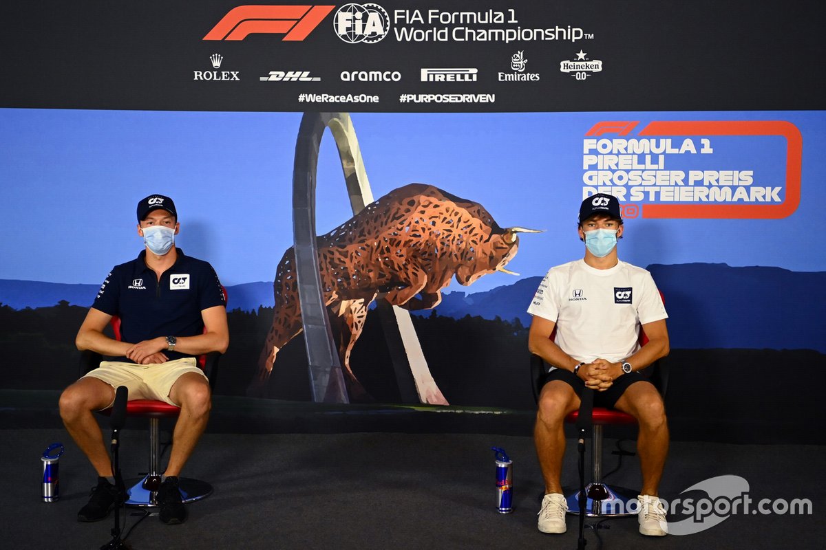 Daniil Kvyat, AlphaTauri and Pierre Gasly, AlphaTauri in the press conference