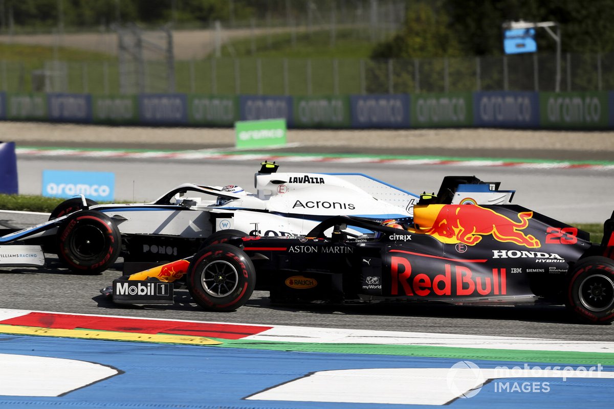 Nicholas Latifi, Williams FW43, lotta con Alex Albon, Red Bull Racing RB16