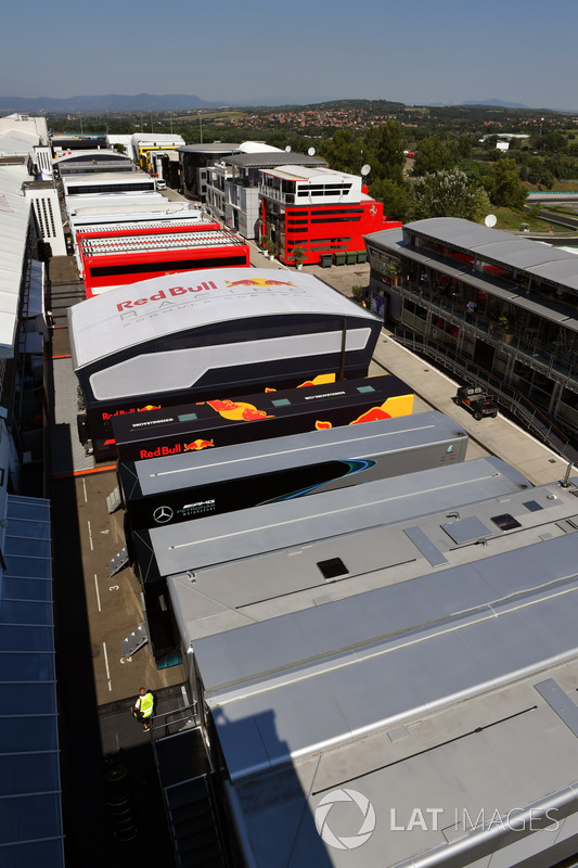 Paddock and motorhomes