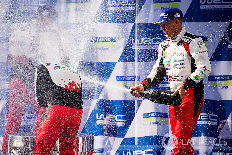 Podium: winners Esapekka Lappi, Janne Ferm, Toyota Racing, second place Elfyn Evans, Daniel Barritt,