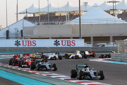 Lewis Hamilton, Mercedes AMG F1 W07 Hybrid leads at the start of the race
