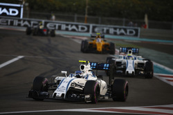 Valtteri Bottas, Williams FW38, leads Felipe Massa, Williams FW38